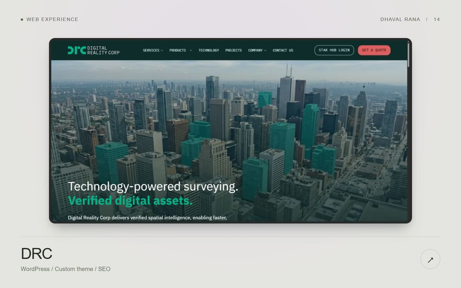 Digital Reality Corp live website interface