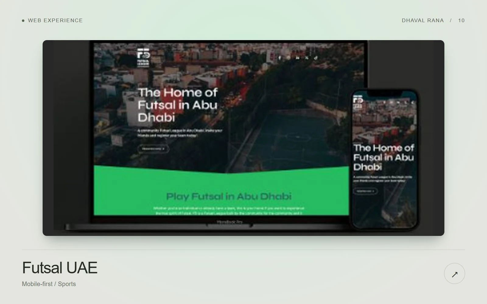 Futsal UAE desktop website and mobile interface