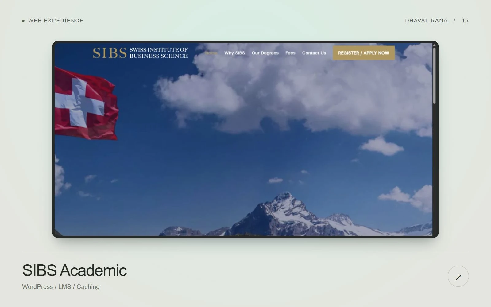 Swiss Institute of Business Science live website interface