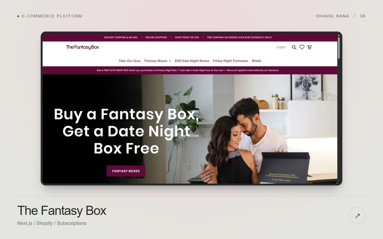 The Fantasy Box live storefront interface